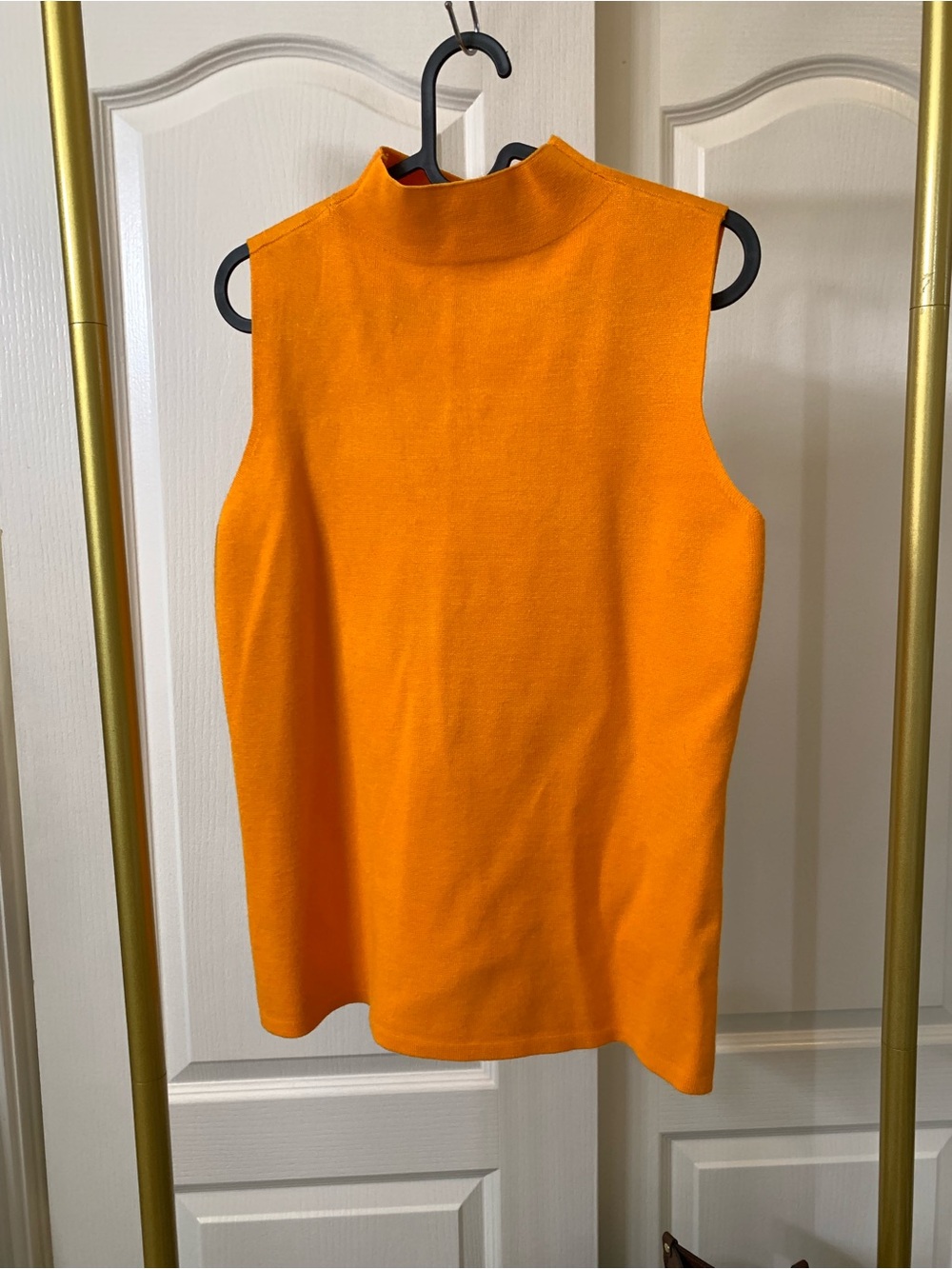 Sleeveless Mock Neck Top - Vibrant Orange -- New - M